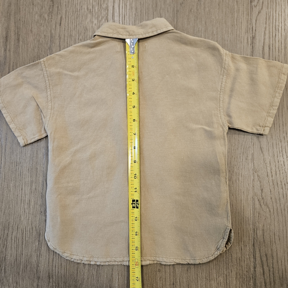ZARA Camel Short Sleeve Button Down Shirt Size 3T NWT - Picture 3 of 6